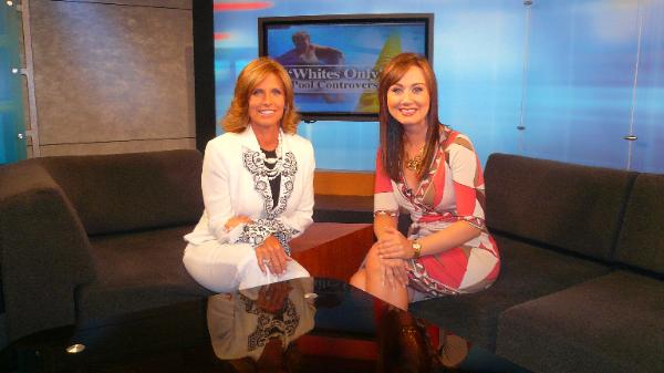 Lynn Doyle and Jaime Lynn Drohan on the set of IYC